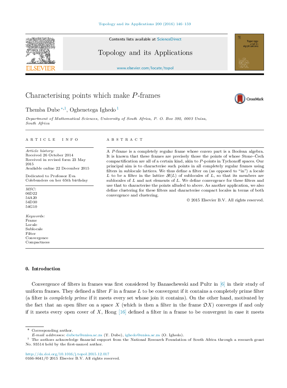 Characterising points which make P-frames