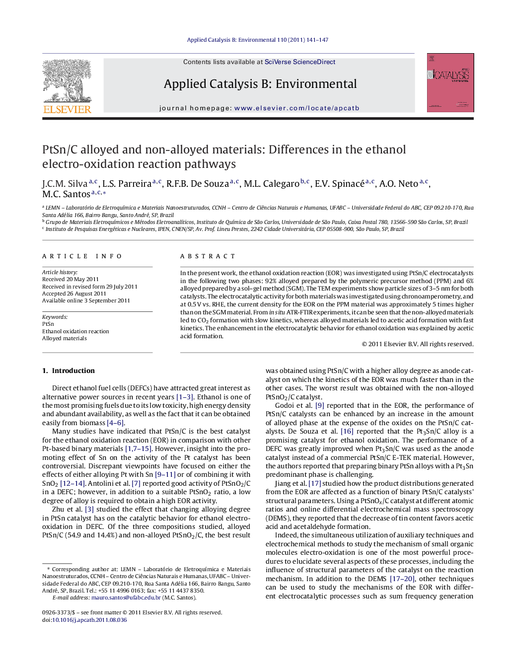 PtSn/C alloyed and non-alloyed materials: Differences in the ethanol electro-oxidation reaction pathways