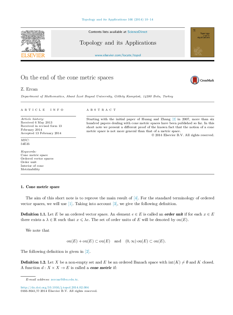 On the end of the cone metric spaces