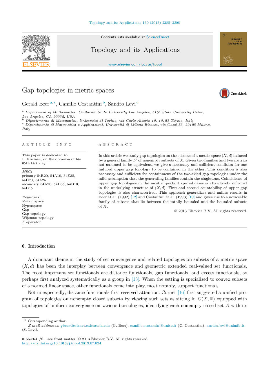 Gap topologies in metric spaces