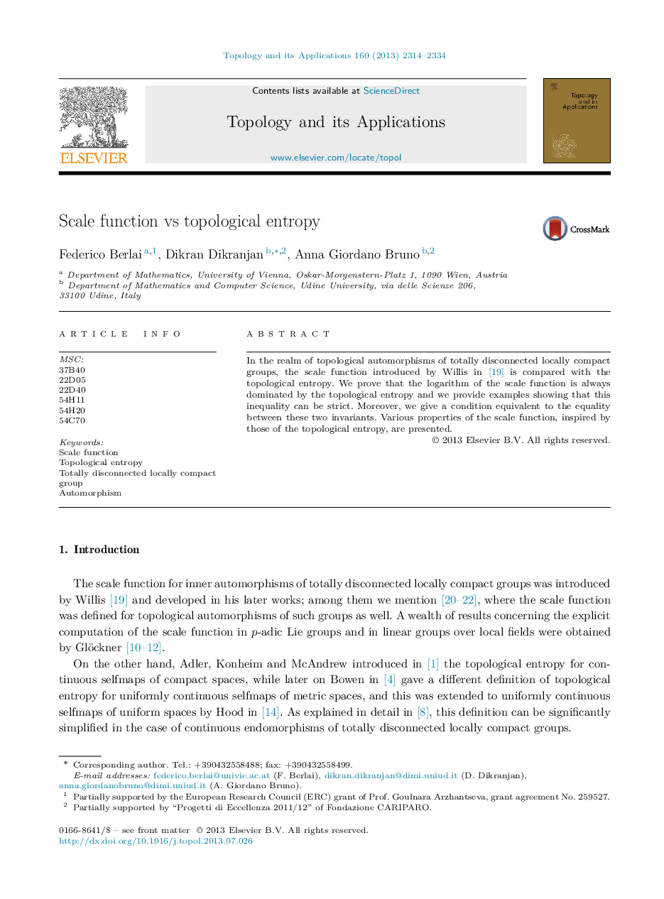 Scale function vs topological entropy