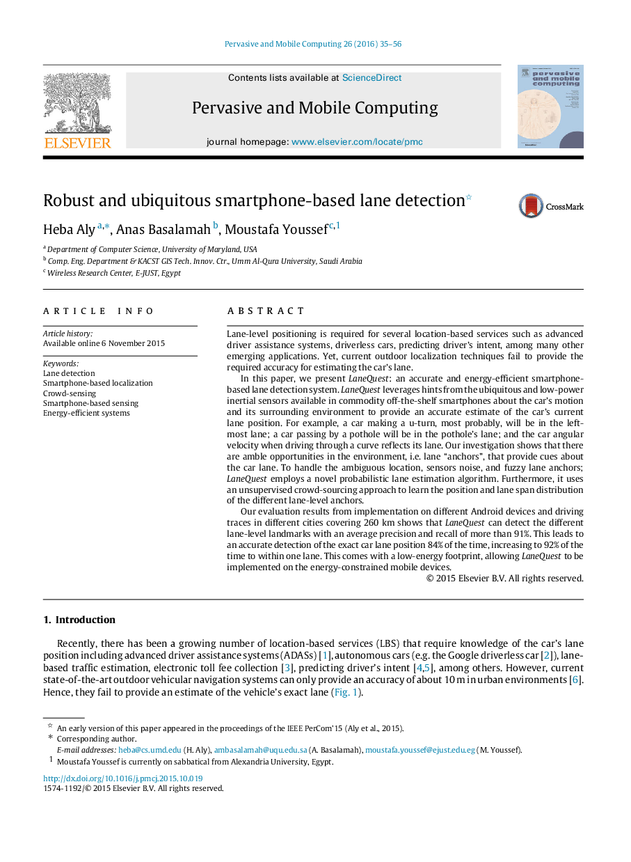 Robust and ubiquitous smartphone-based lane detection 