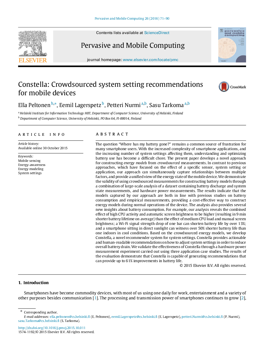 Constella: Crowdsourced system setting recommendations for mobile devices