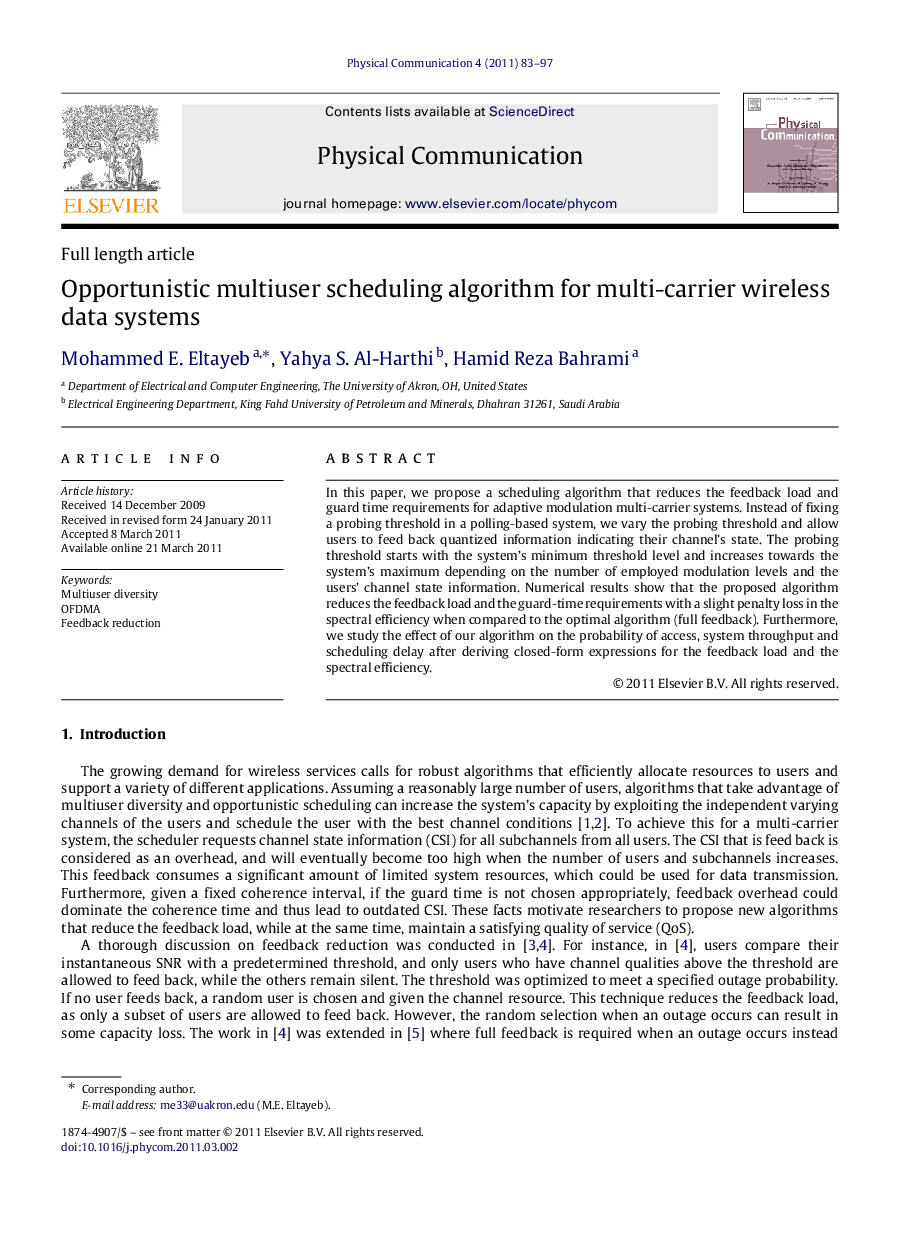 Opportunistic multiuser scheduling algorithm for multi-carrier wireless data systems