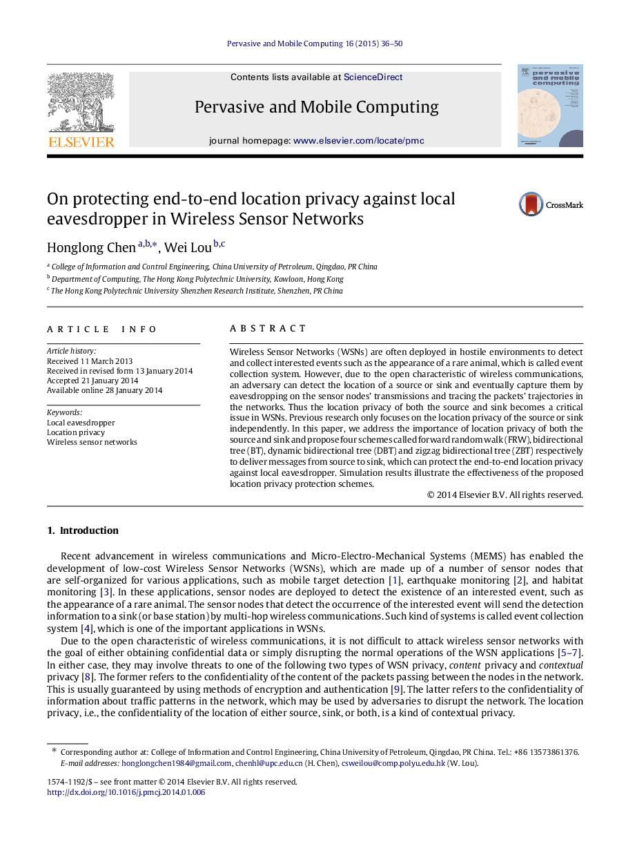 On protecting end-to-end location privacy against local eavesdropper in Wireless Sensor Networks