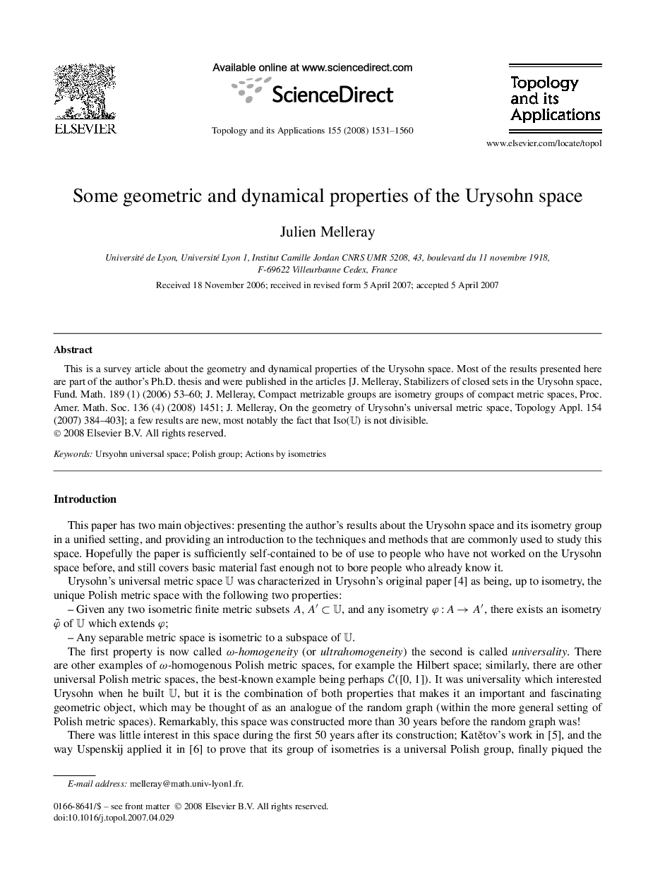 Some geometric and dynamical properties of the Urysohn space