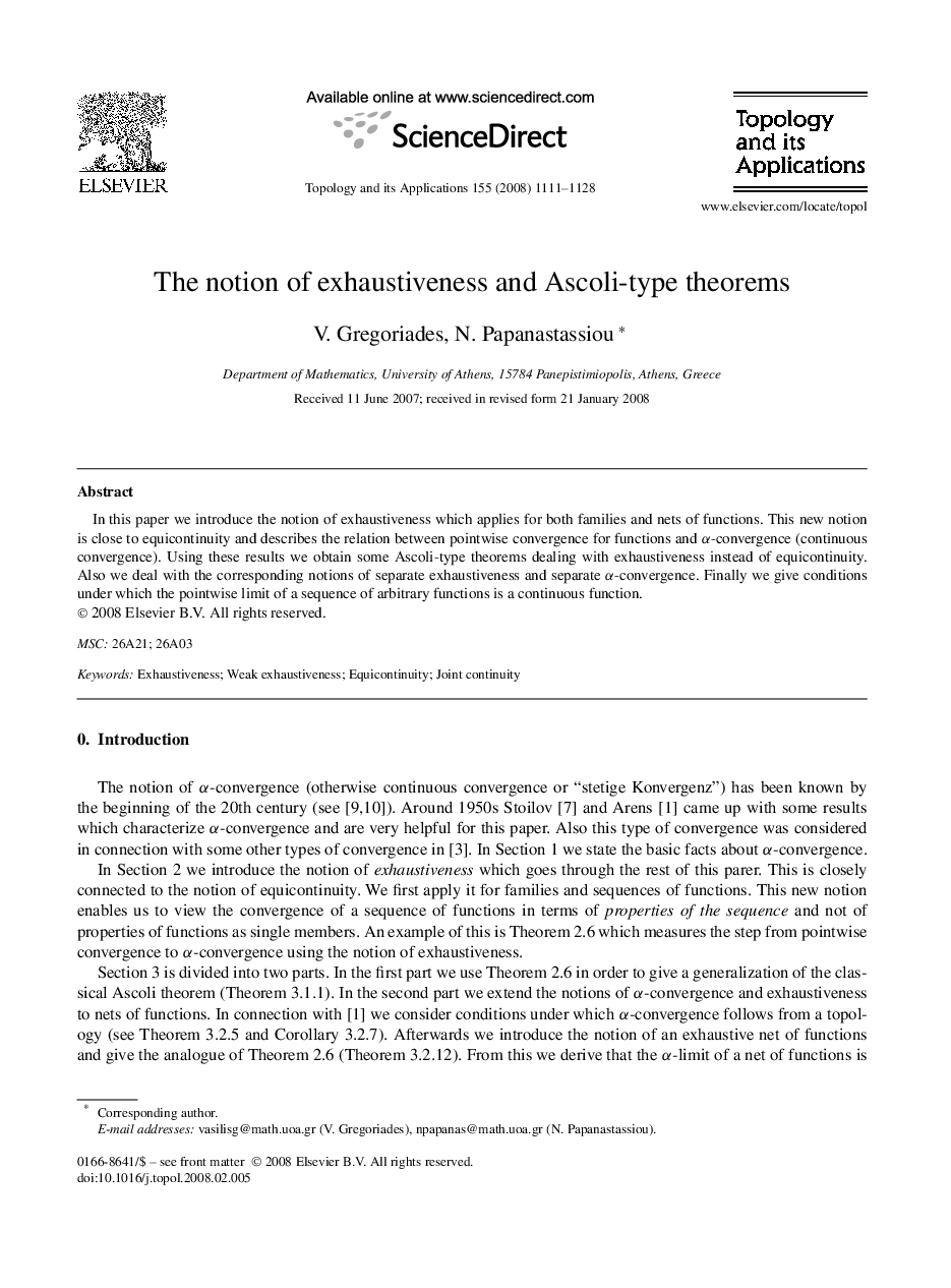 The notion of exhaustiveness and Ascoli-type theorems