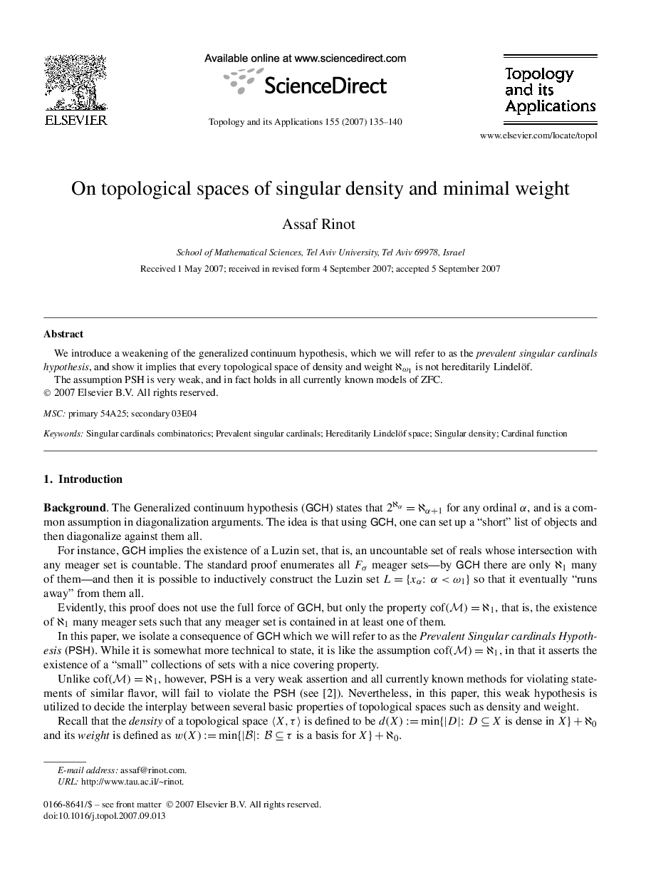 On topological spaces of singular density and minimal weight