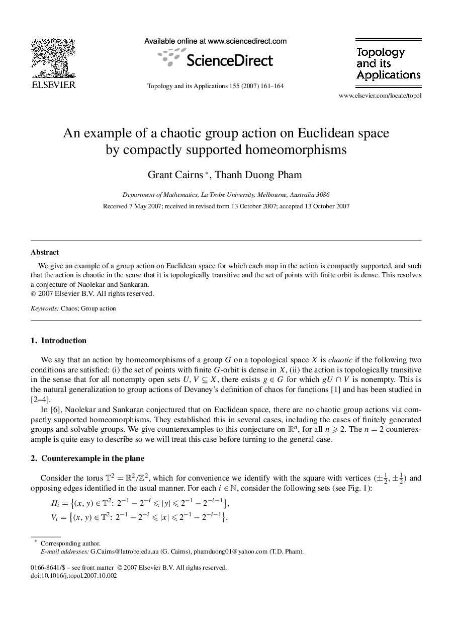 An example of a chaotic group action on Euclidean space by compactly supported homeomorphisms