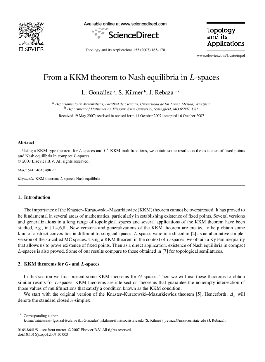 From a KKM theorem to Nash equilibria in L-spaces