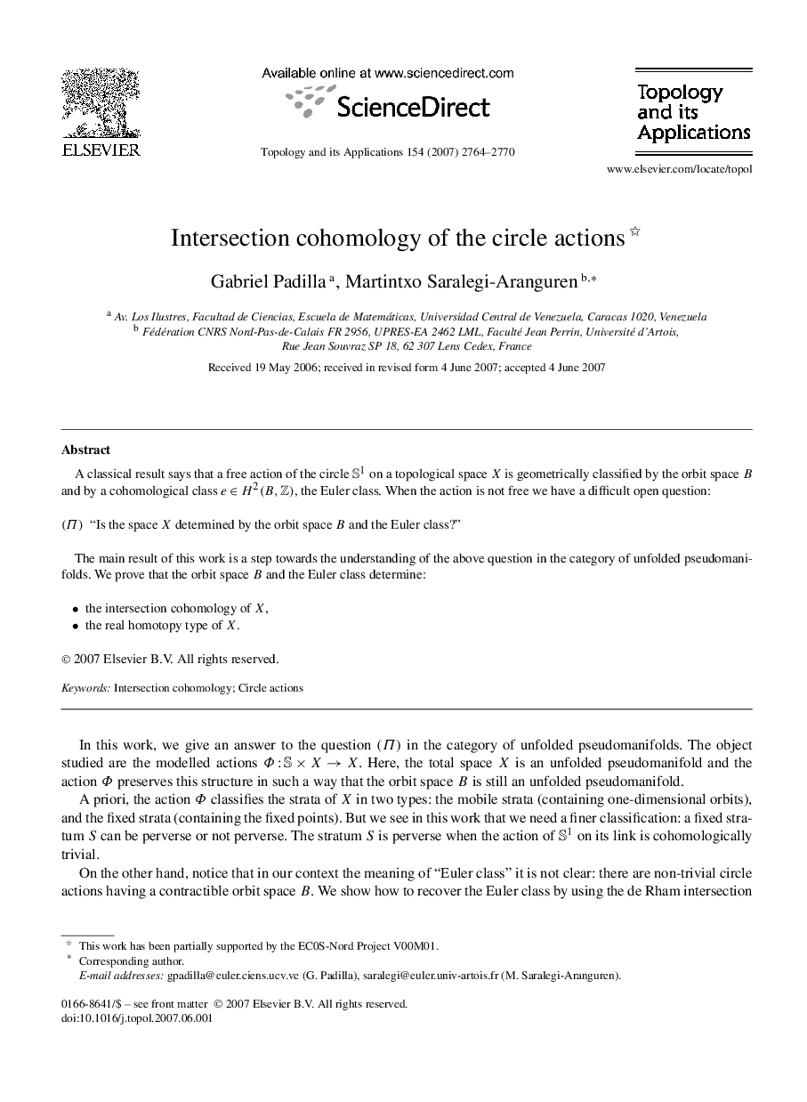 Intersection cohomology of the circle actions 