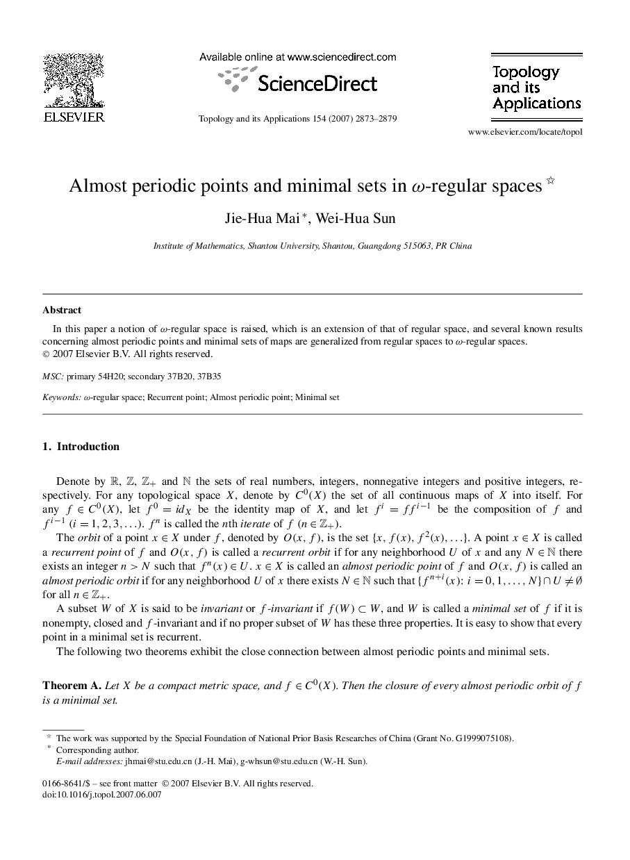 Almost periodic points and minimal sets in ω-regular spaces 