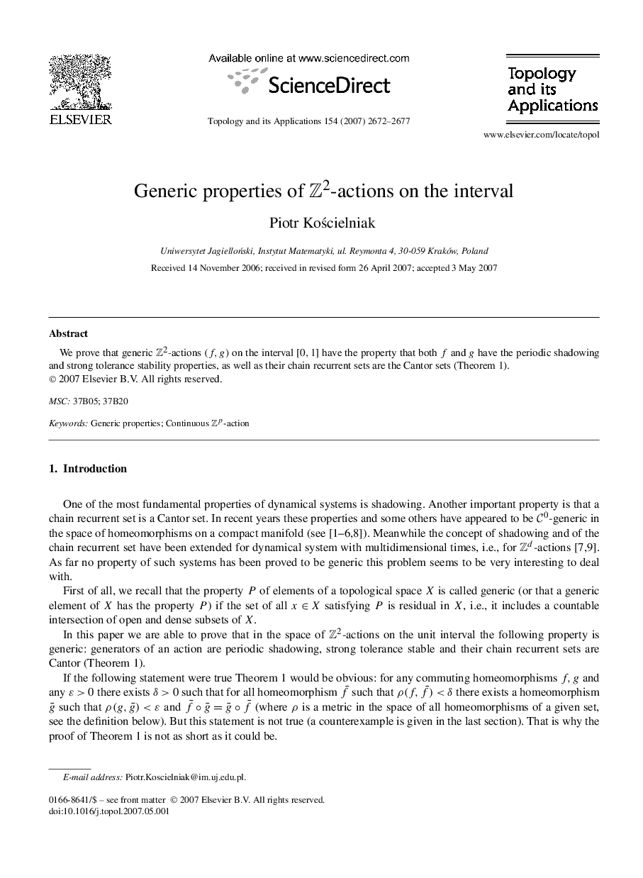 Generic properties of Z2-actions on the interval