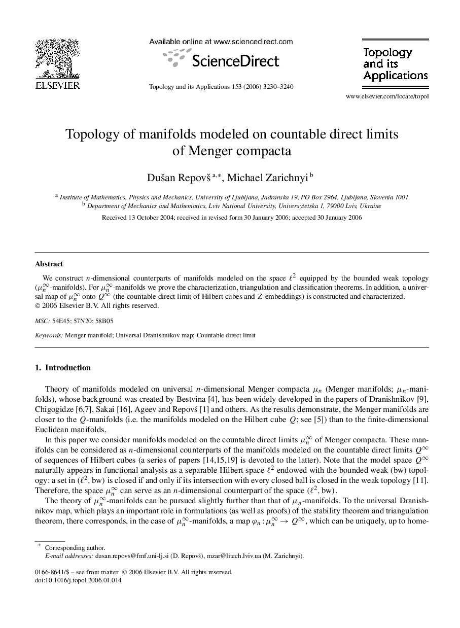 Topology of manifolds modeled on countable direct limits of Menger compacta