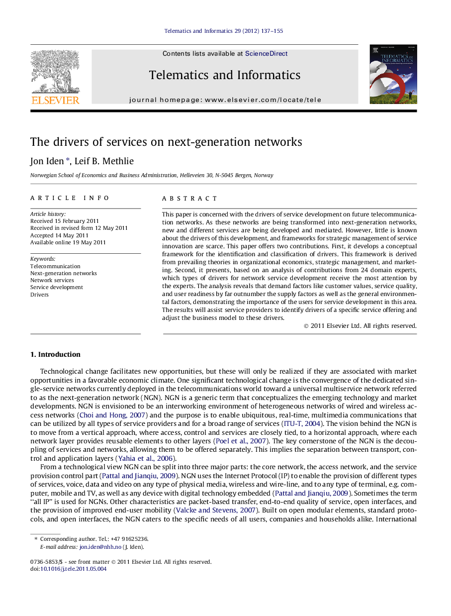 The drivers of services on next-generation networks