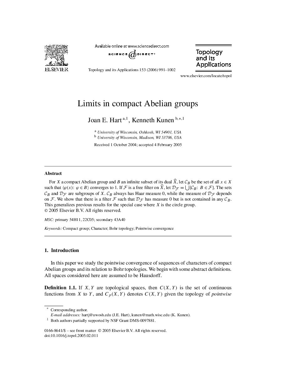 Limits in compact Abelian groups