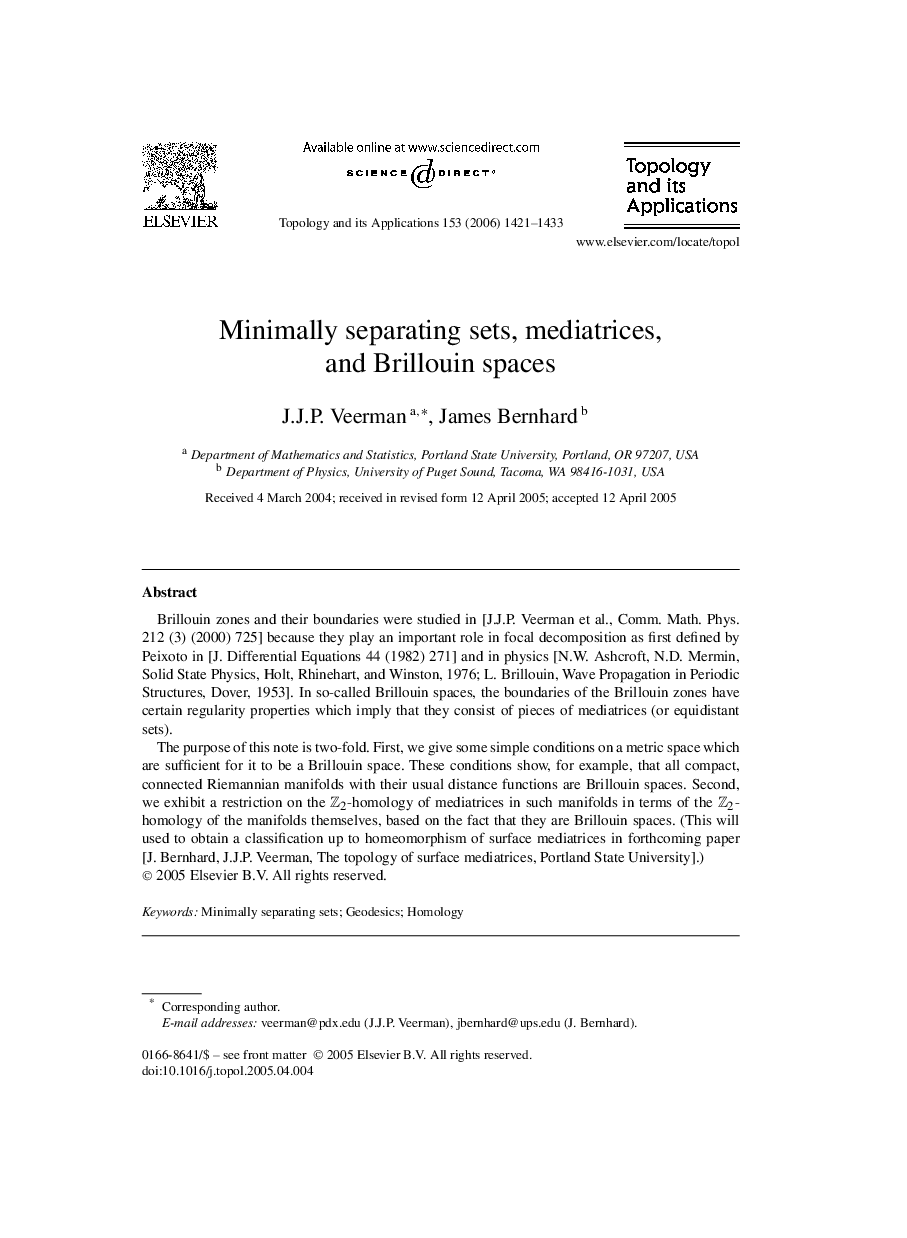 Minimally separating sets, mediatrices, and Brillouin spaces