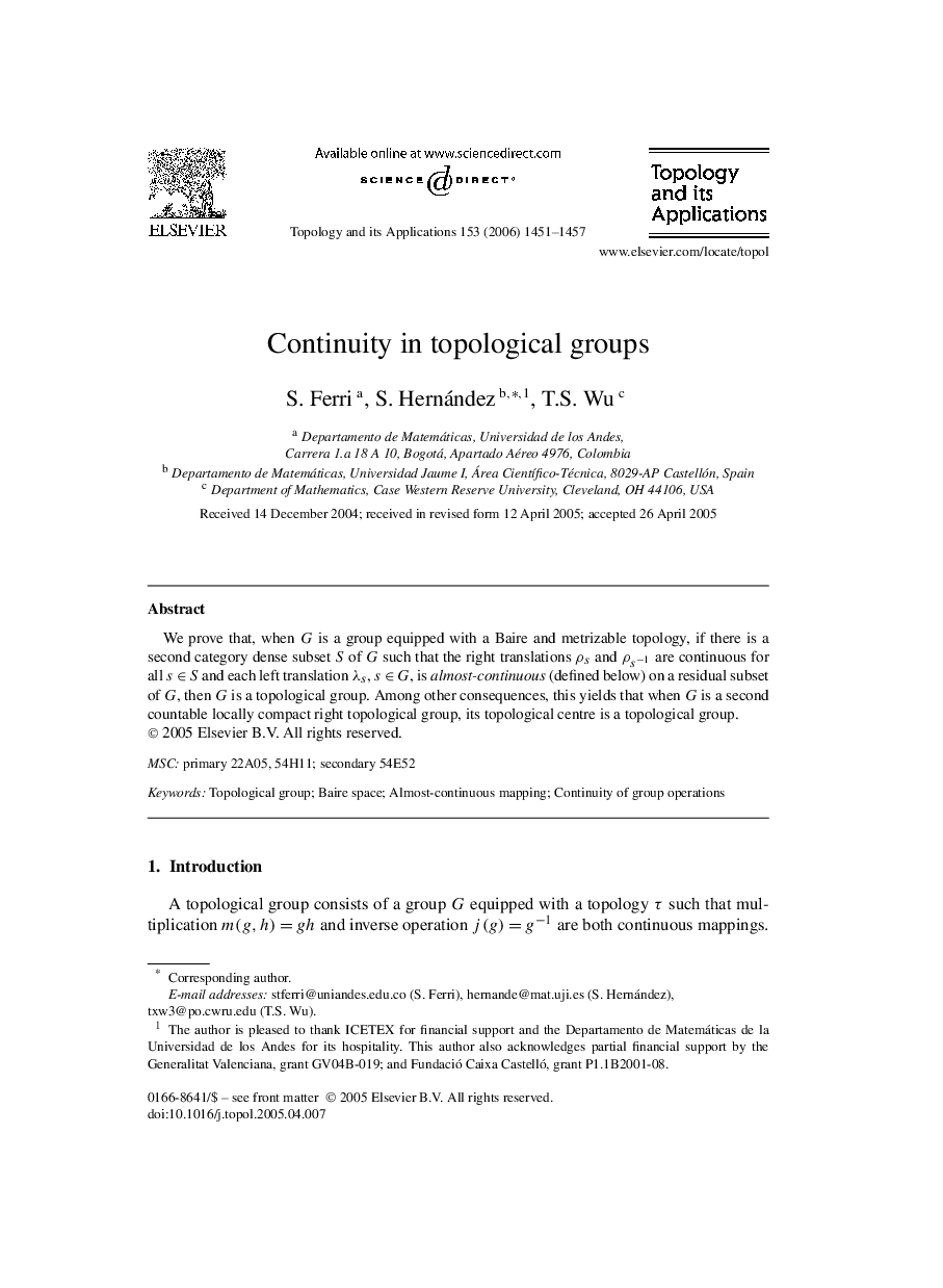 Continuity in topological groups