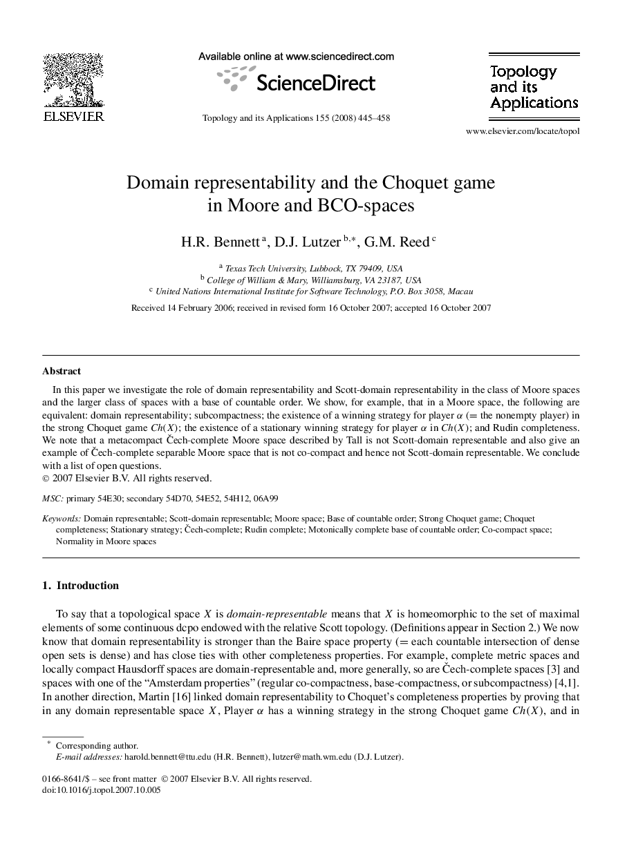 Domain representability and the Choquet game in Moore and BCO-spaces