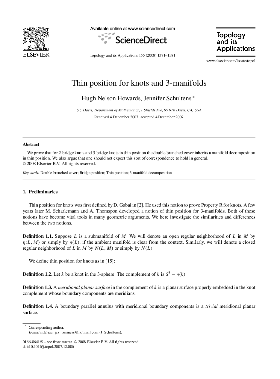 Thin position for knots and 3-manifolds