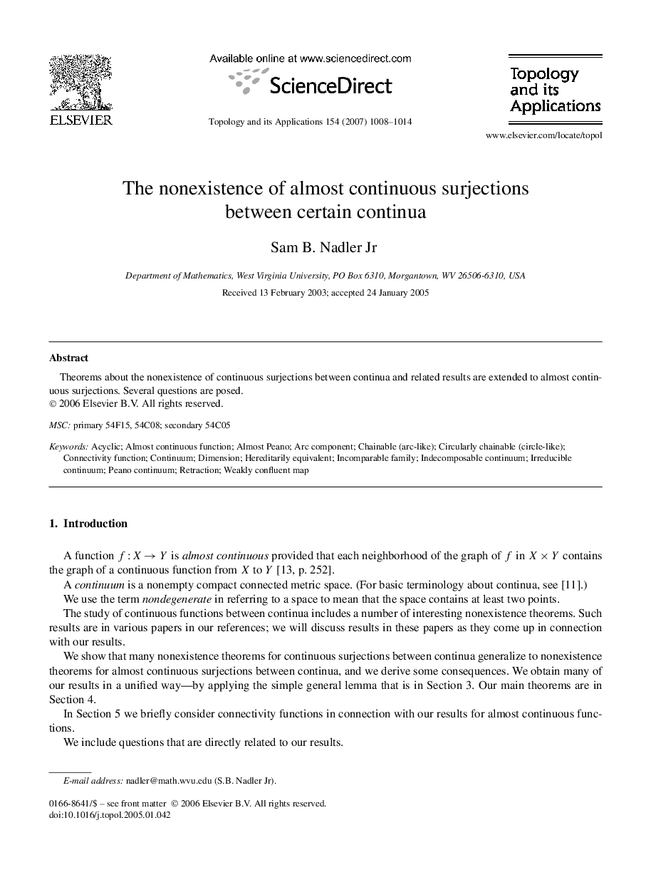 The nonexistence of almost continuous surjections between certain continua