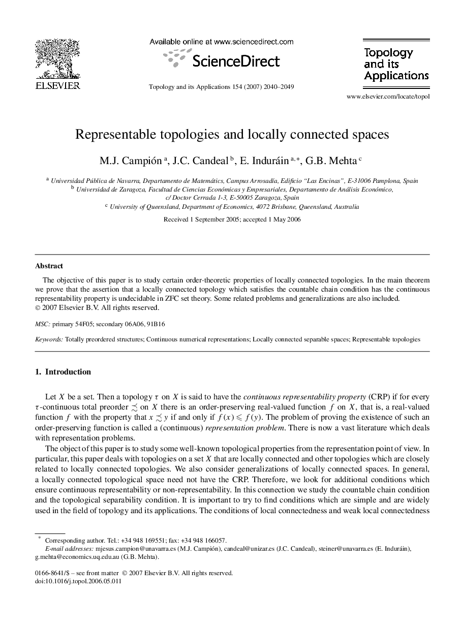 Representable topologies and locally connected spaces