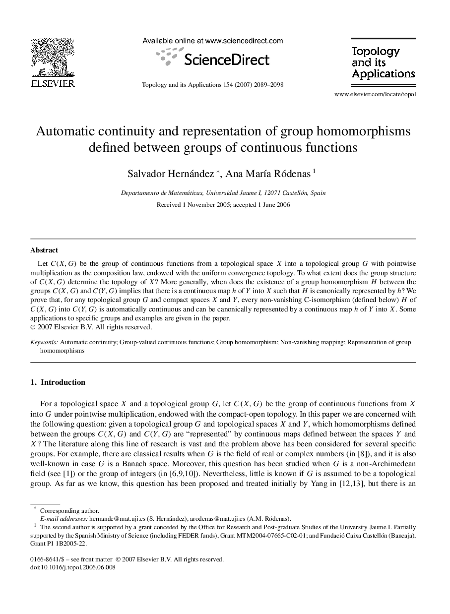 Automatic continuity and representation of group homomorphisms defined between groups of continuous functions