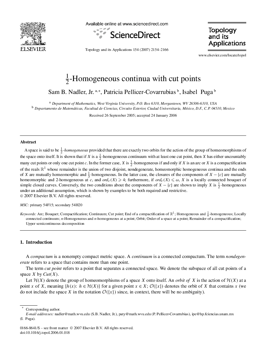 -Homogeneous continua with cut points