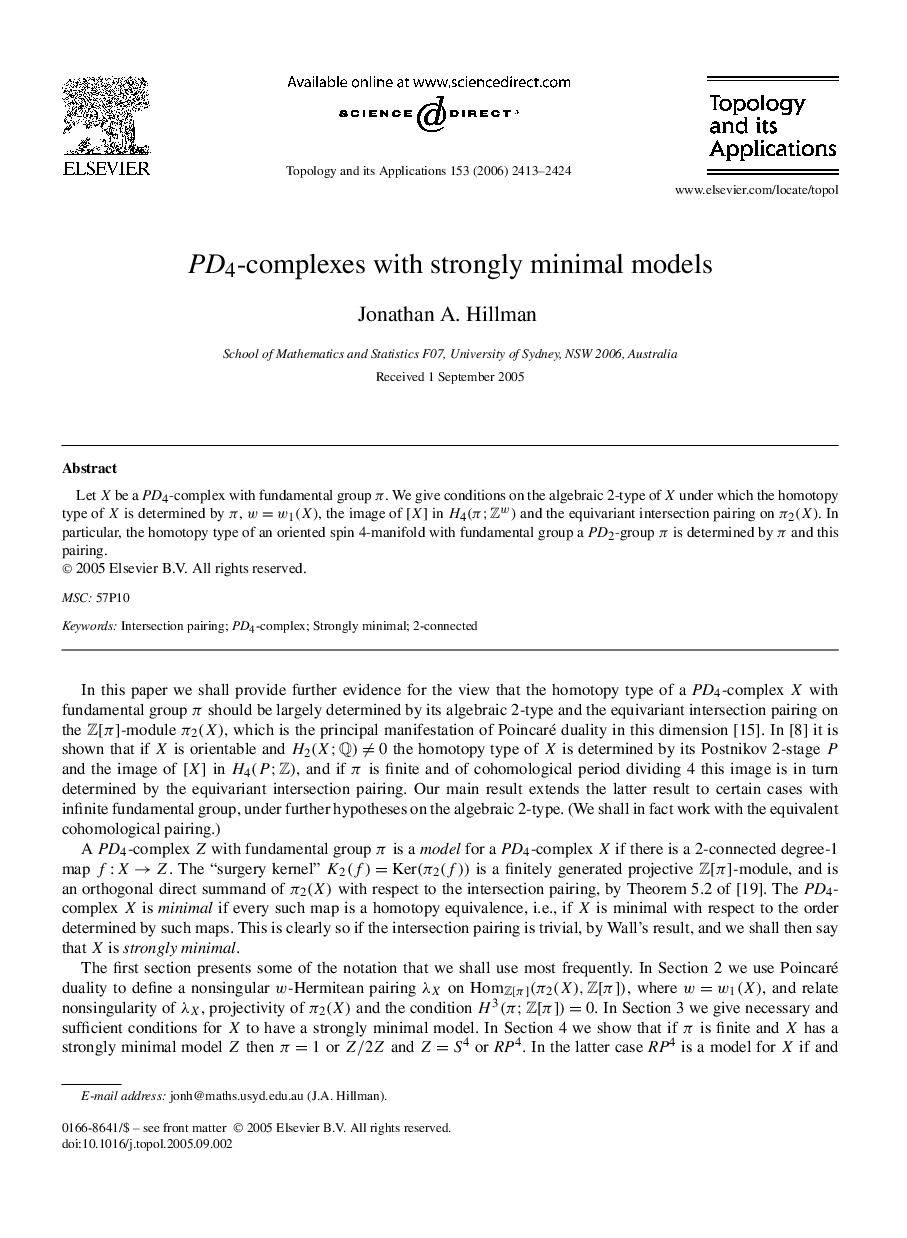 PD4-complexes with strongly minimal models