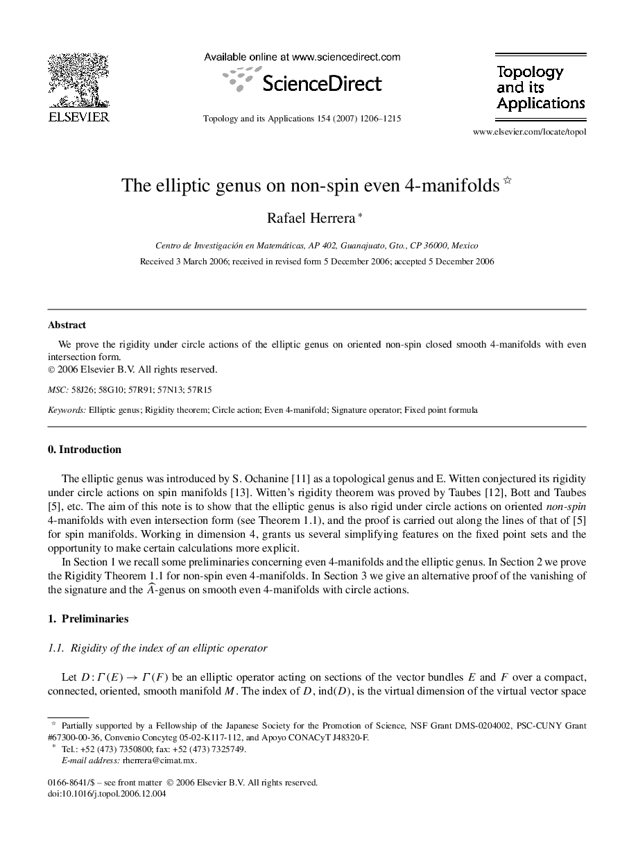 The elliptic genus on non-spin even 4-manifolds 