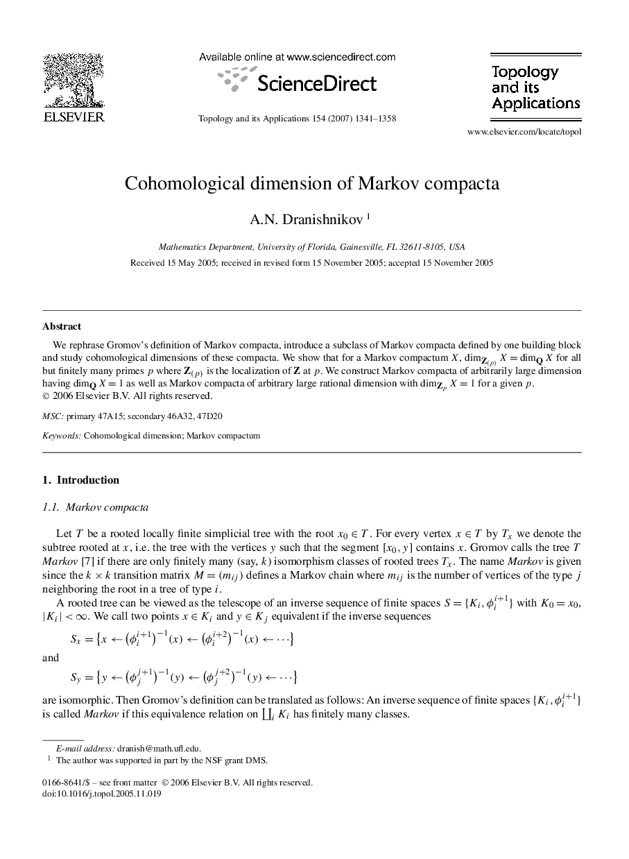 Cohomological dimension of Markov compacta