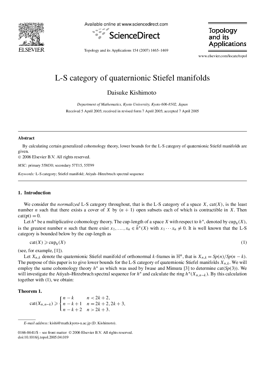 L-S category of quaternionic Stiefel manifolds