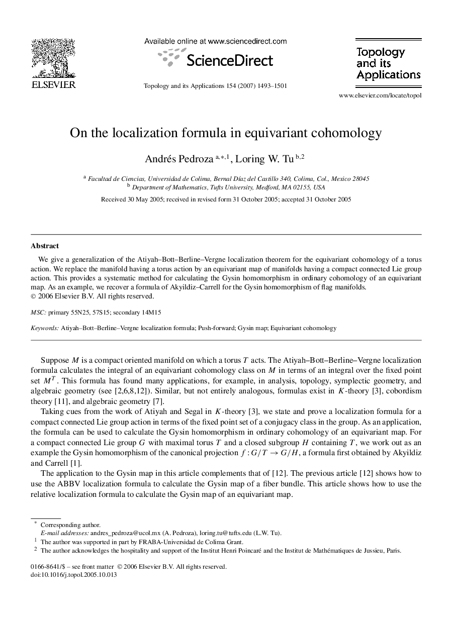 On the localization formula in equivariant cohomology