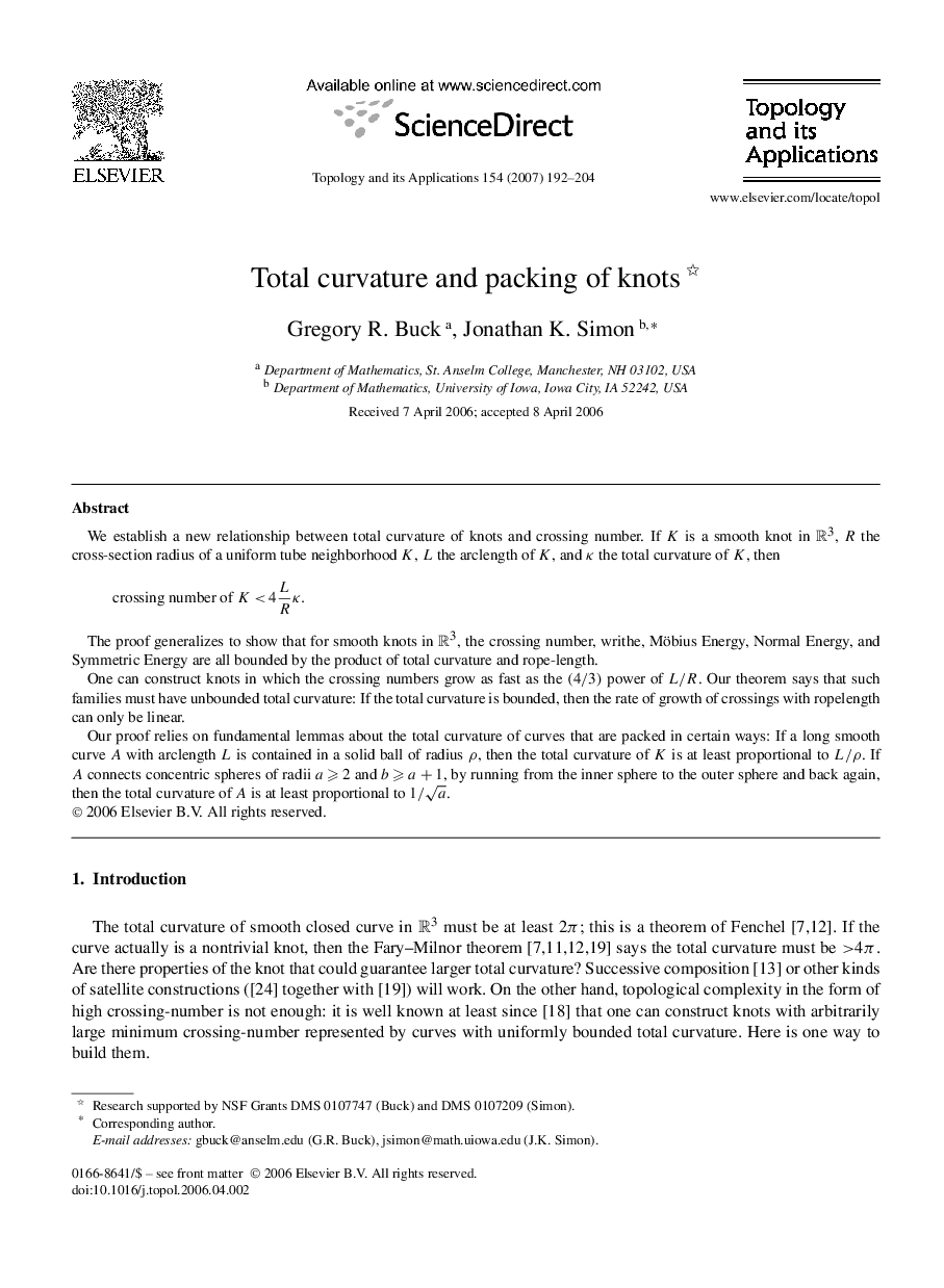 Total curvature and packing of knots 