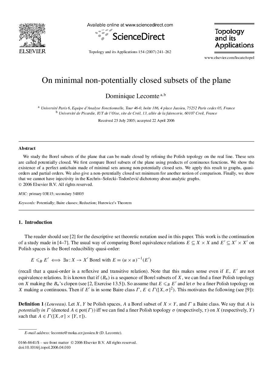 On minimal non-potentially closed subsets of the plane