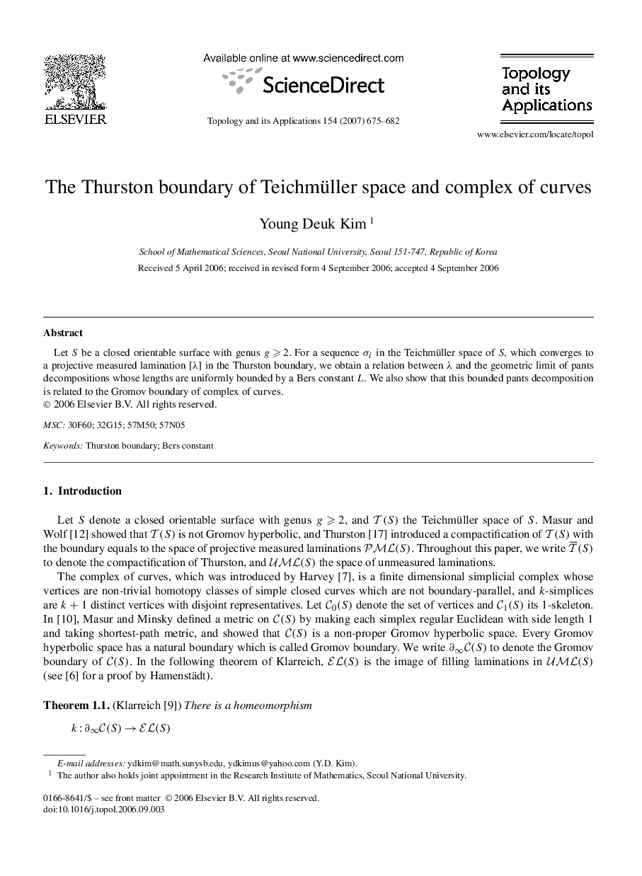 The Thurston boundary of Teichmüller space and complex of curves