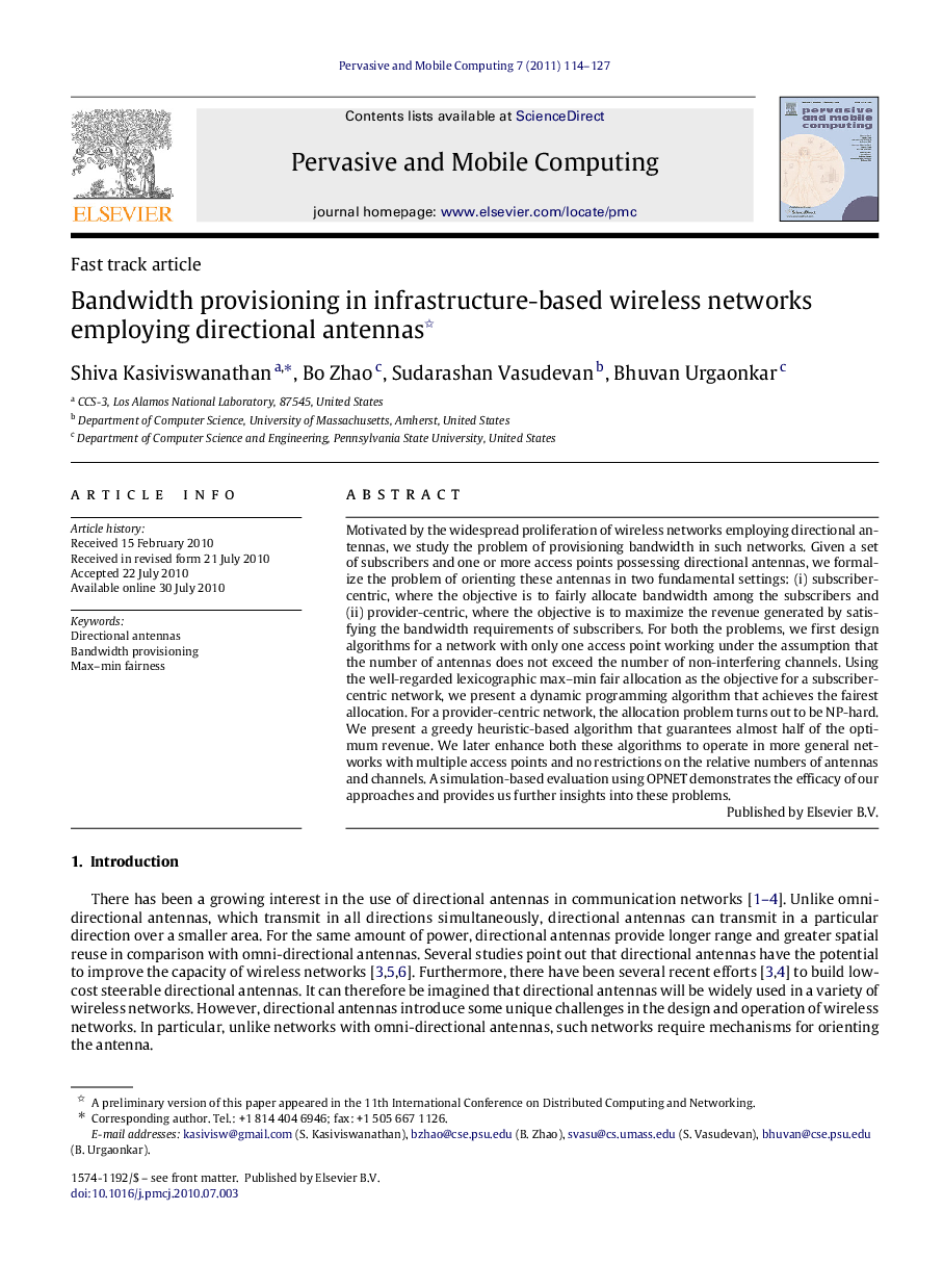 Bandwidth provisioning in infrastructure-based wireless networks employing directional antennas 