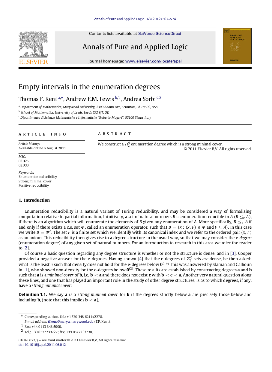 Empty intervals in the enumeration degrees