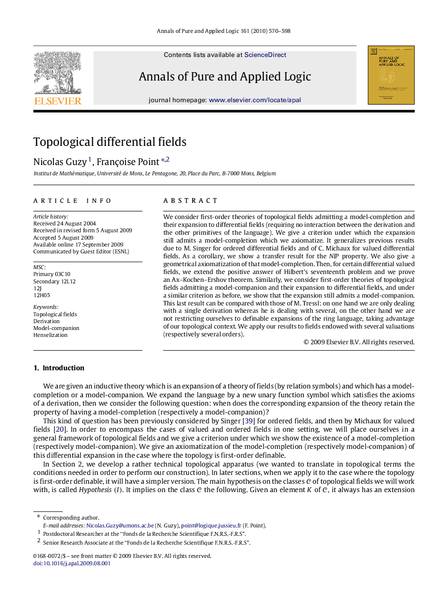 Topological differential fields