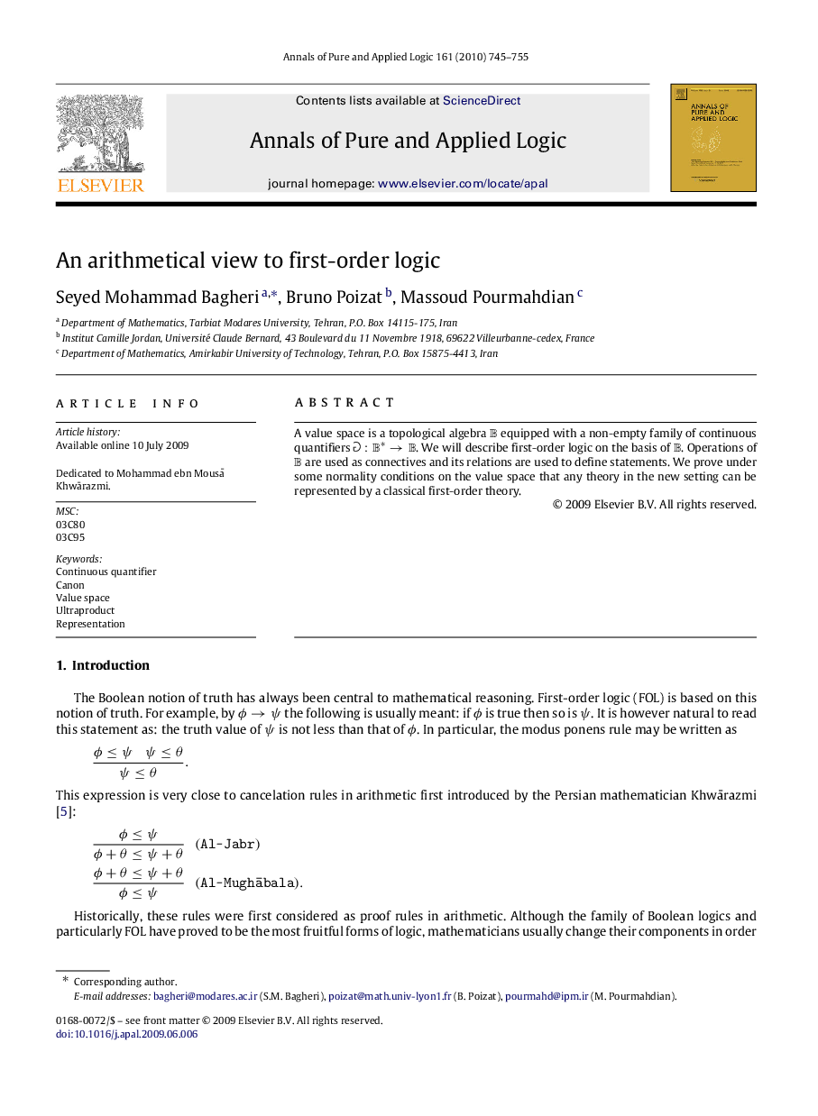 An arithmetical view to first-order logic