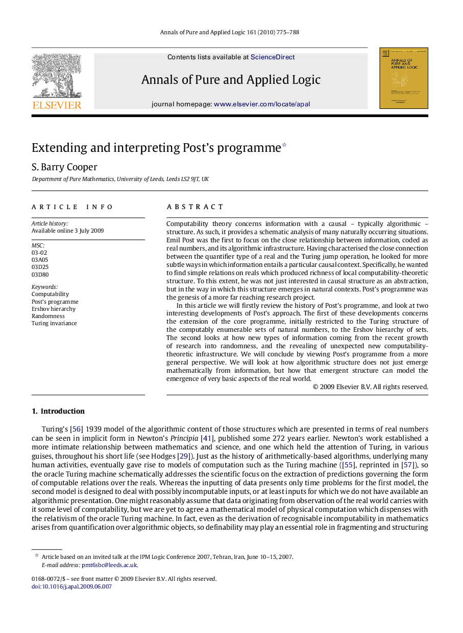 Extending and interpreting Post’s programme 