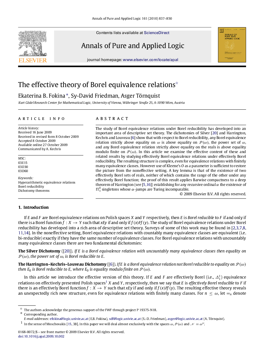 The effective theory of Borel equivalence relations 