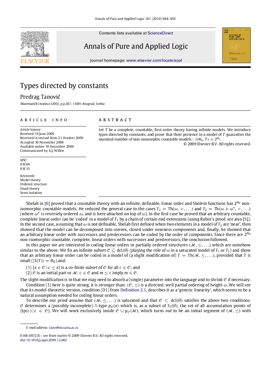 Types directed by constants