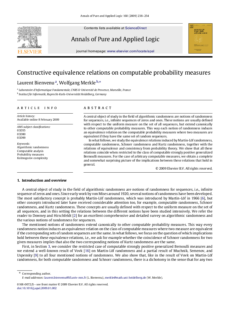عکس صفحه اول مقاله: Constructive equivalence relations on computable probability measures Constructive equivalence relations on computable probability measures