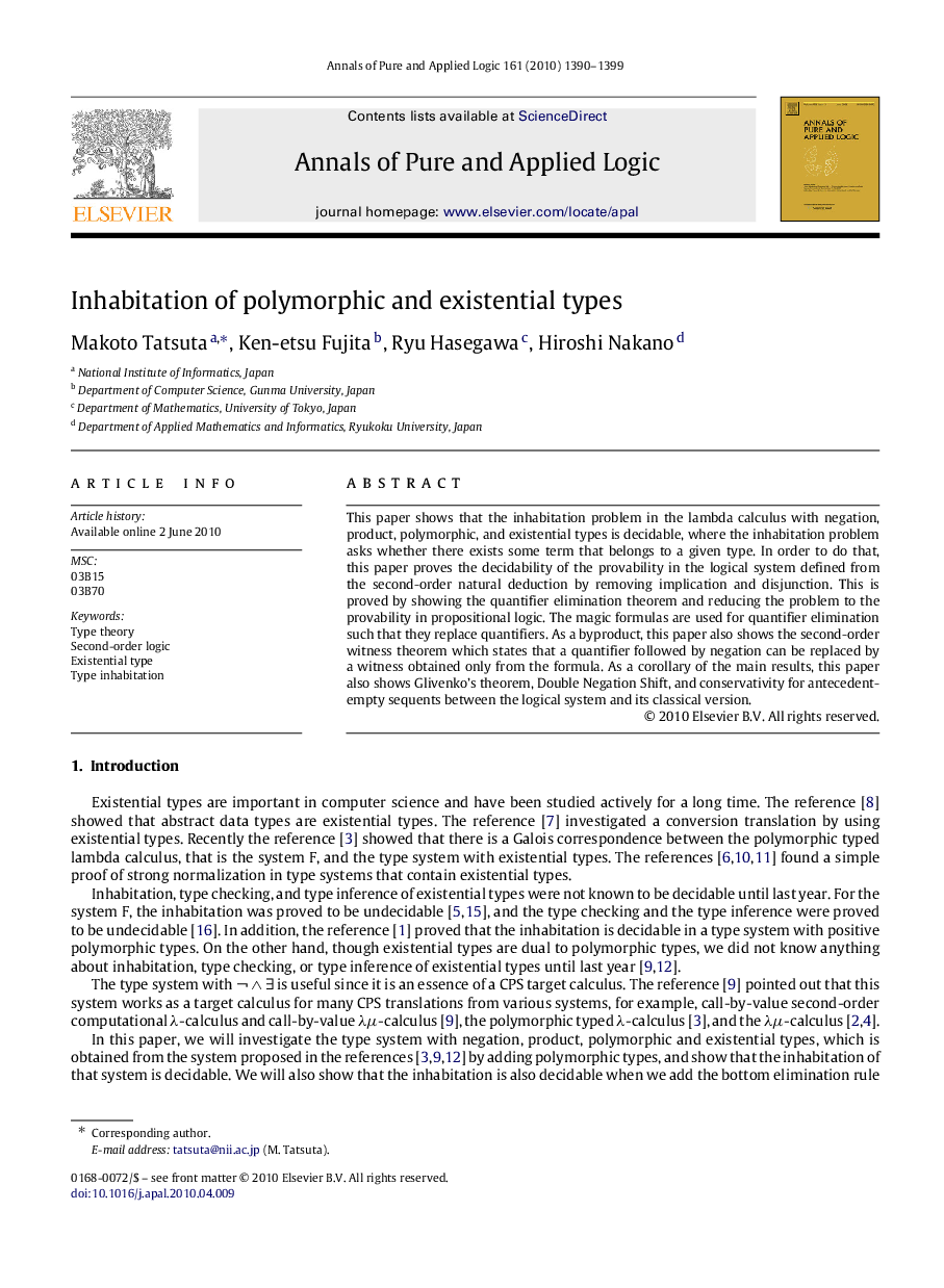Inhabitation of polymorphic and existential types
