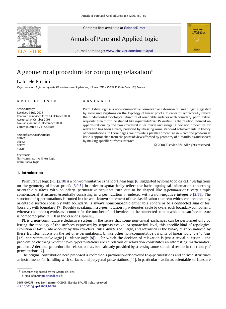 عکس صفحه اول مقاله: A geometrical procedure for computing relaxation A geometrical procedure for computing relaxation
