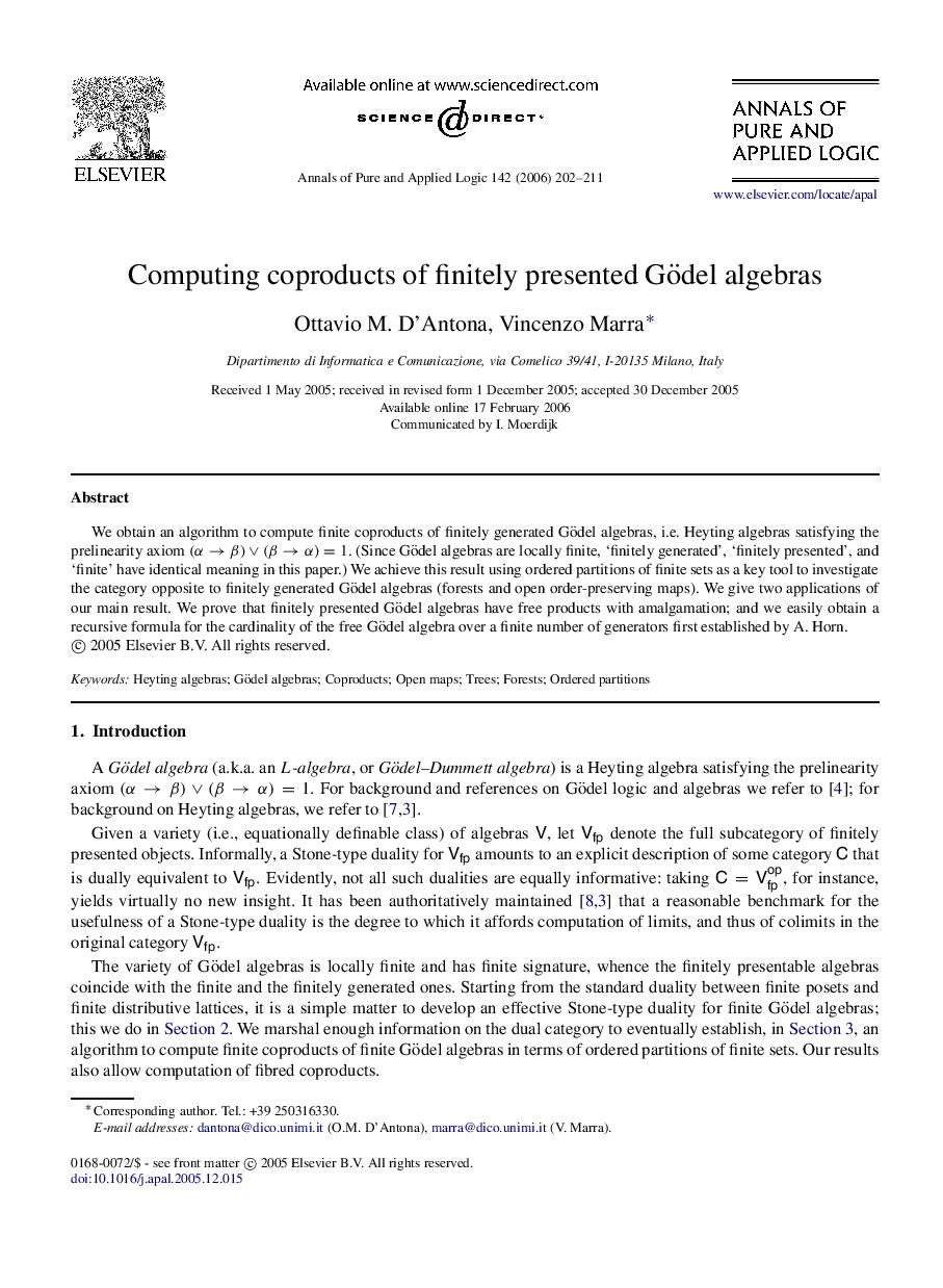 Computing coproducts of finitely presented Gödel algebras