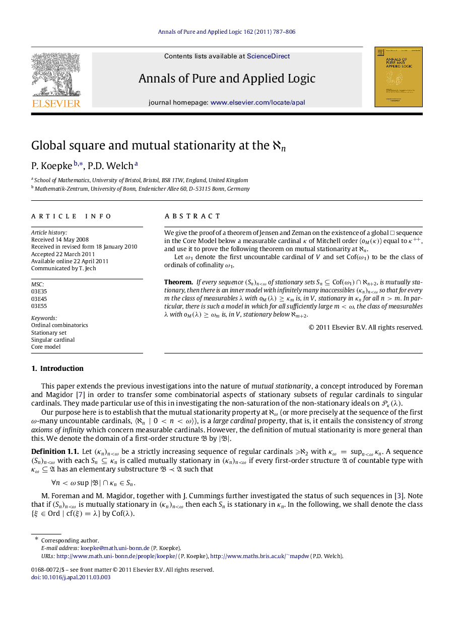 Global square and mutual stationarity at the ℵn