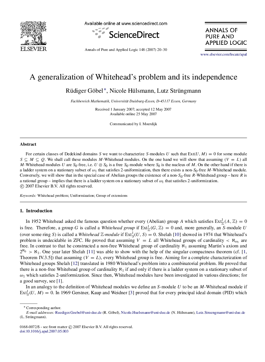A generalization of Whitehead’s problem and its independence