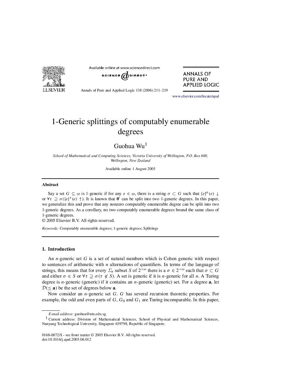 1-Generic splittings of computably enumerable degrees